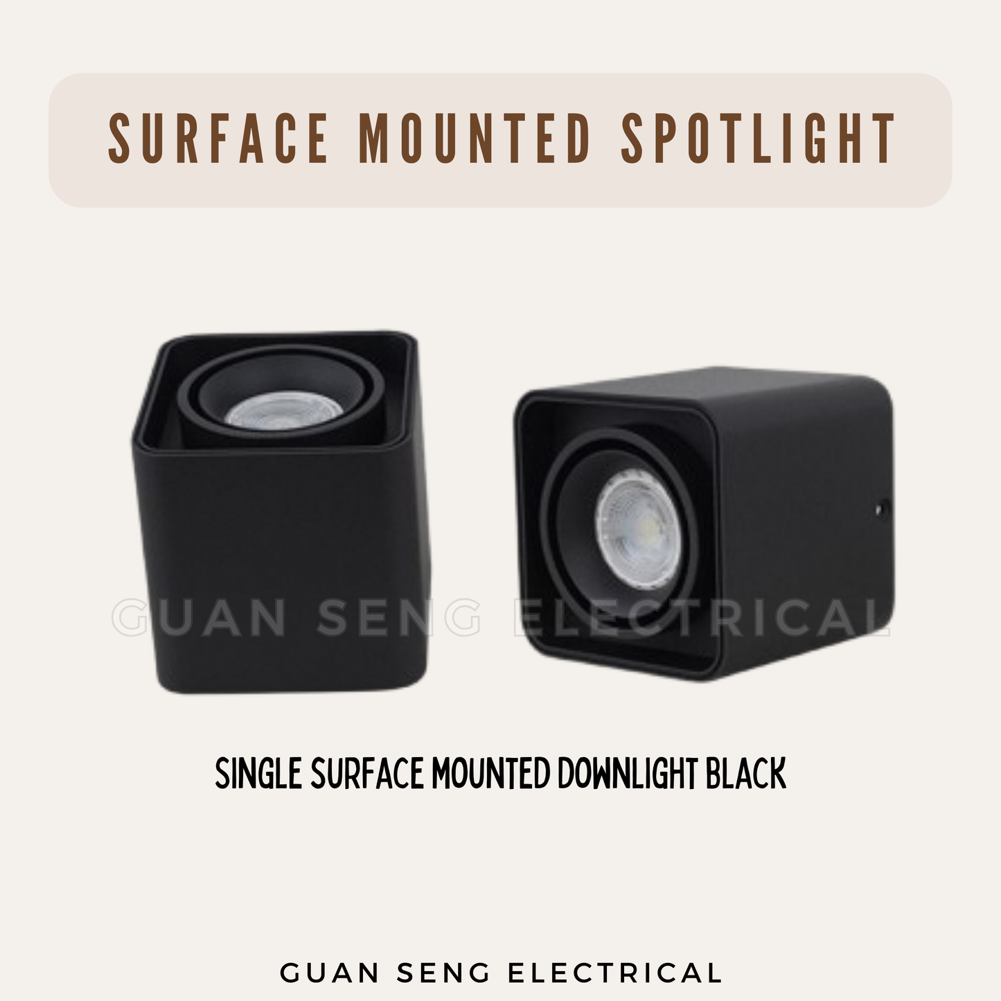 Anti-Glare 360 Degree Surface Mounted Spotlight GU10 LED Black White Square