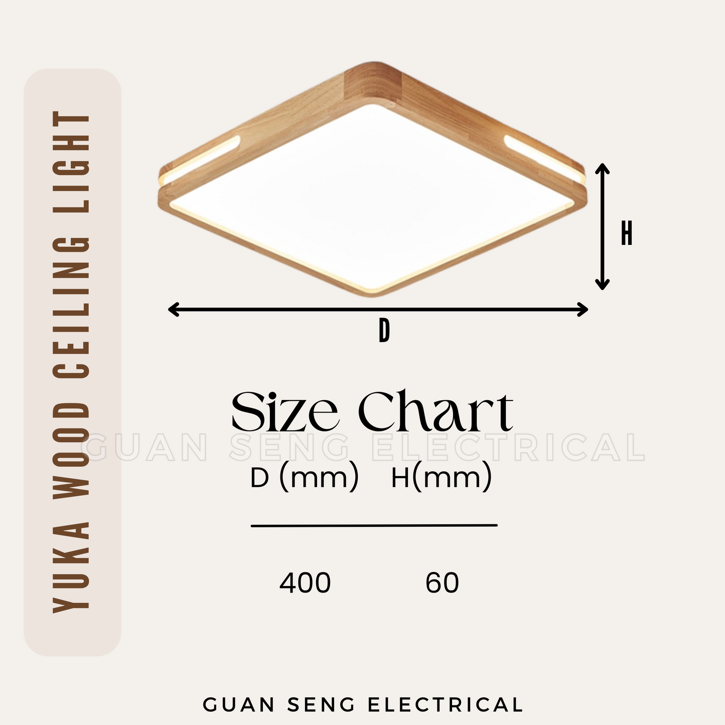 Yuka Real Wood LED Ceiling Light 36W 48W - Daylight 3 Tone