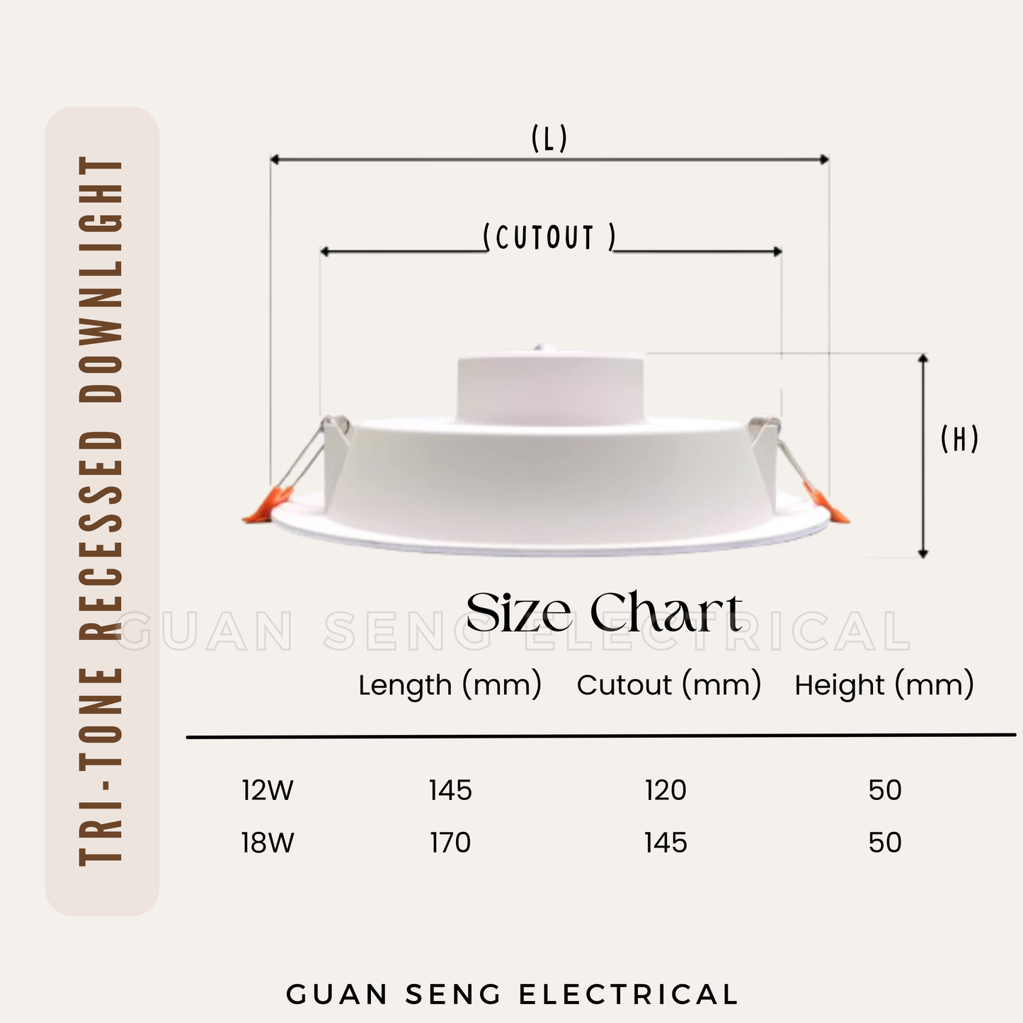 Tri-Tone Square Recessed Downlight 12W 18W Warm White Cool White Daylight