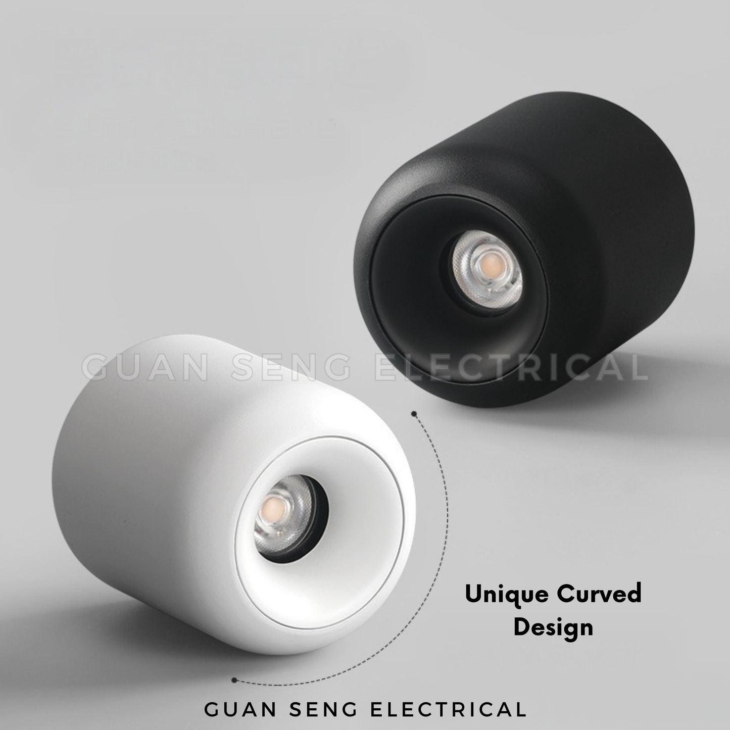 Sleek Curved Surface Mounted Spotlight 12W Daylight Warm White Cool White Tri Tone
