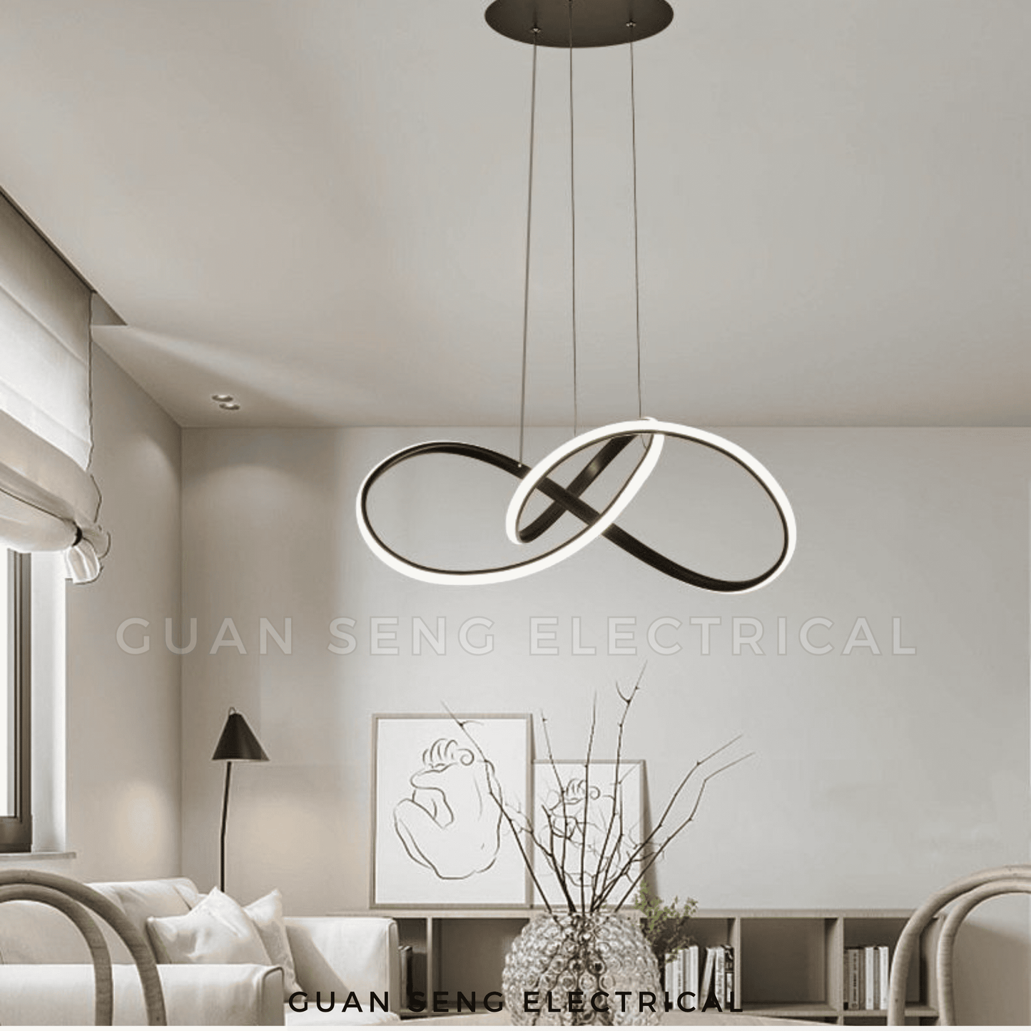 Luxe Infinity Pendant Light White Black Gold
