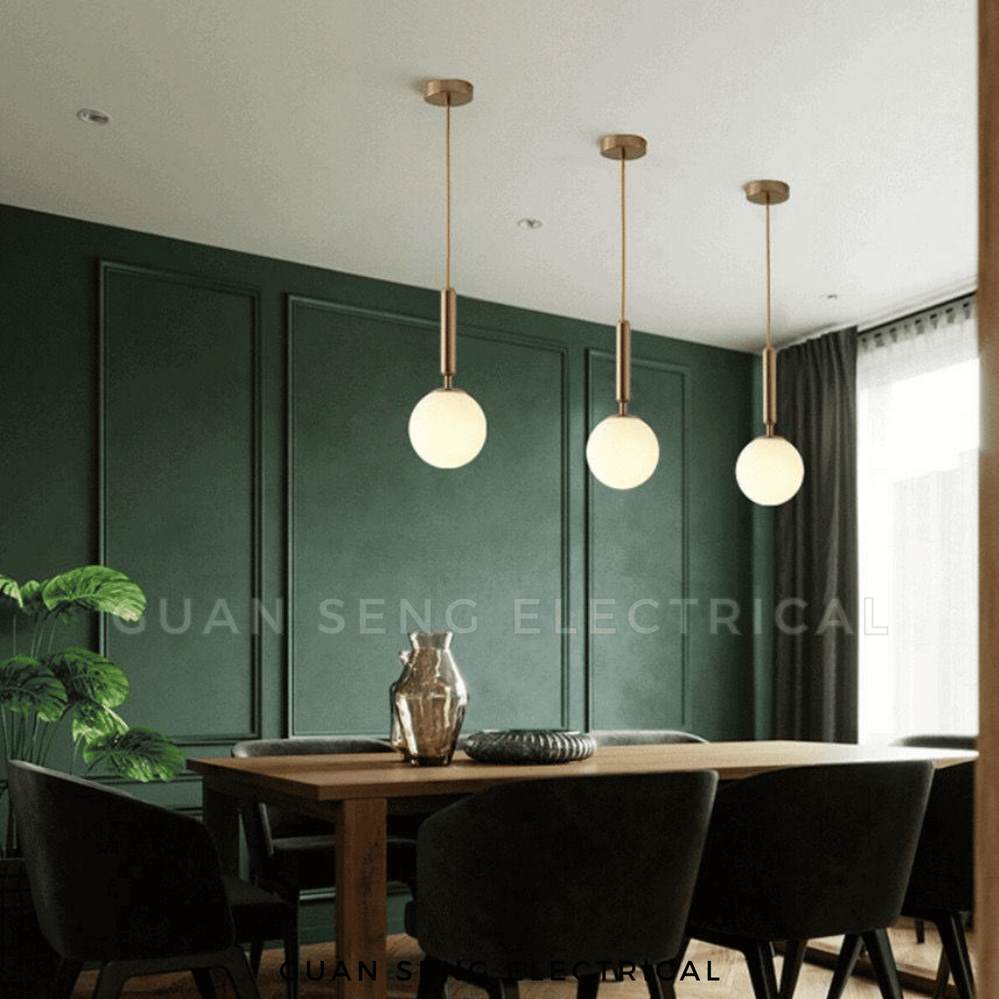 Frosted Glass Globe Pendant Light Gold E27