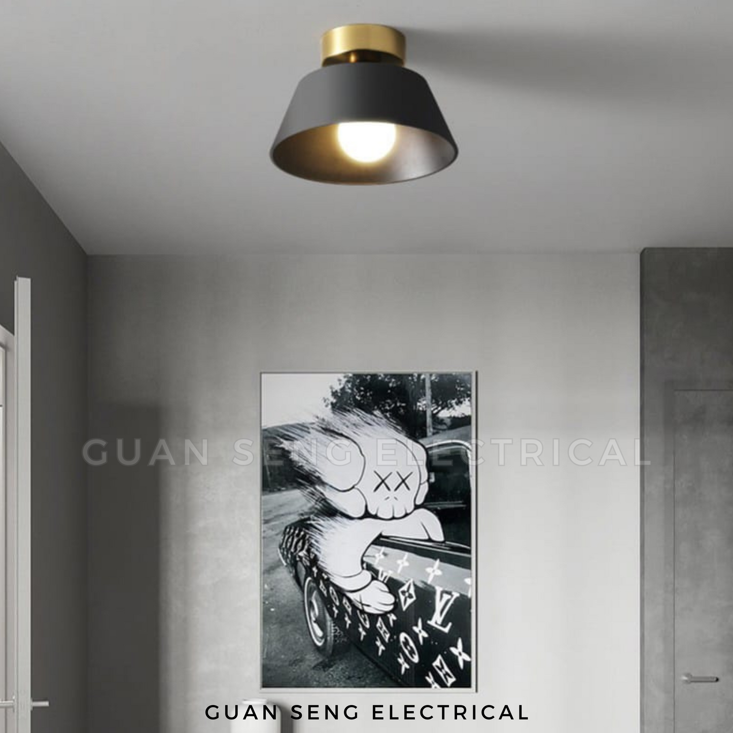 Urban Glow Ceiling Light Black White E27