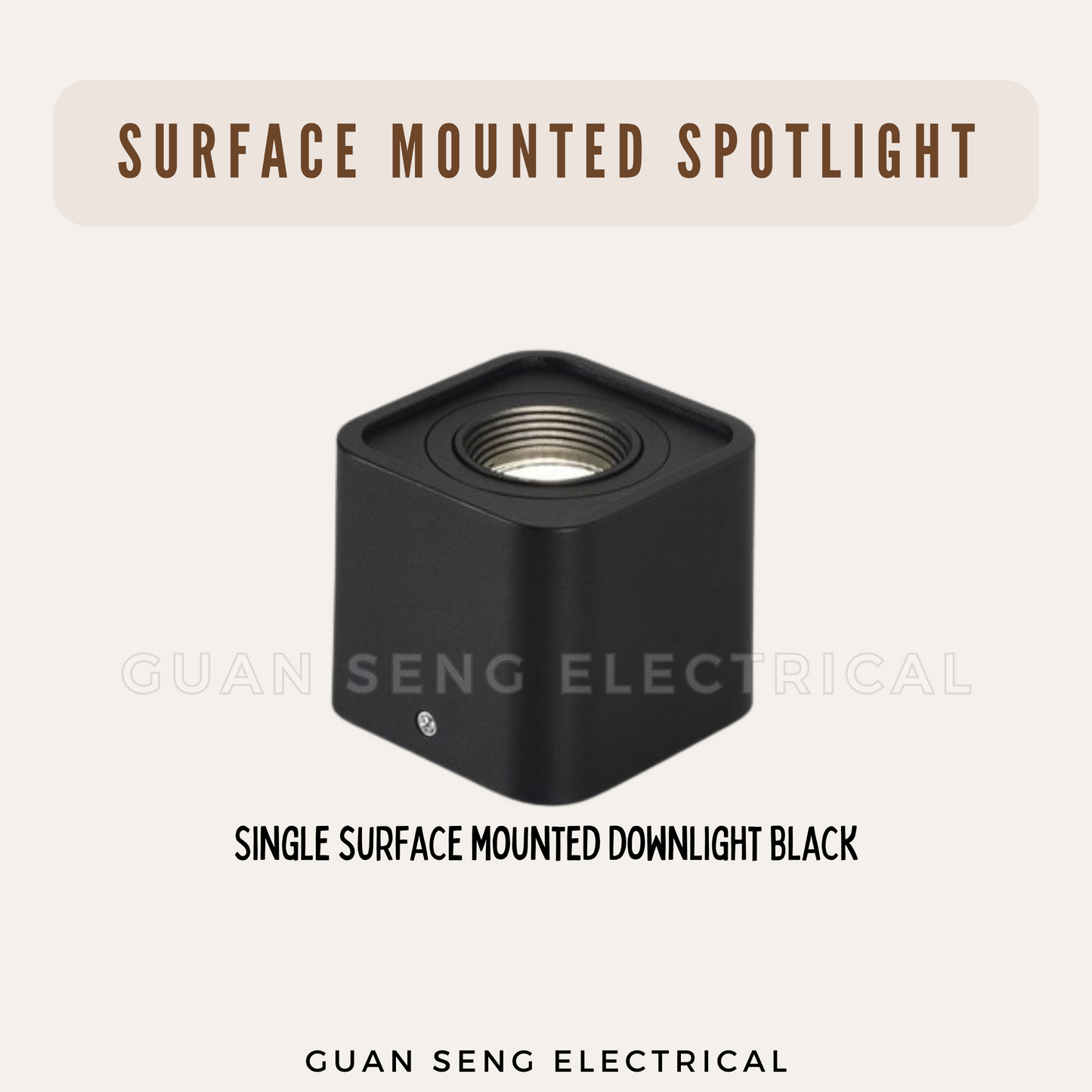 Anti-Glare Surface Mounted Spotlight GU10 Black White Square