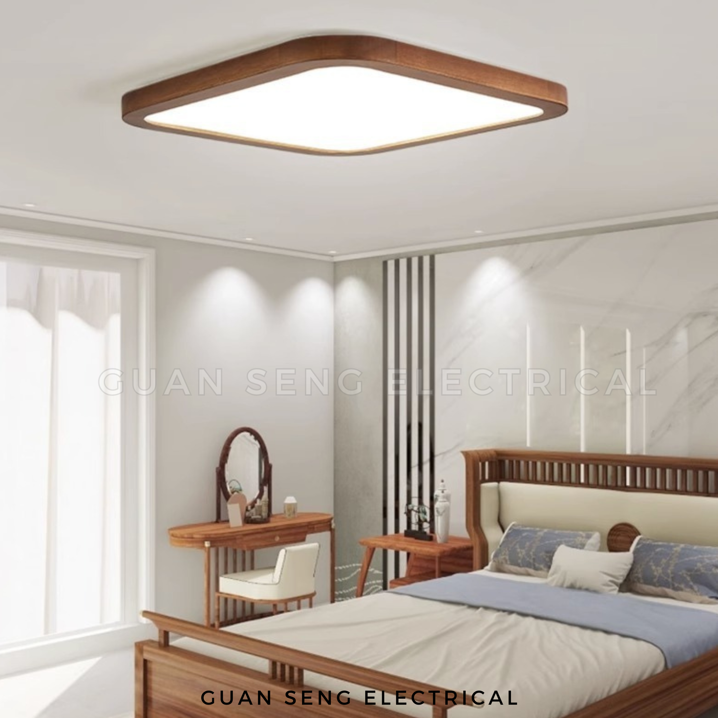 Serene Real Wood Ceiling Light Light Wood Dark Wood 24W 36W 48W Daylight 3 Tone