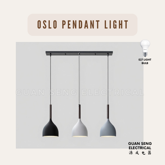 Oslo Pendant Light E27 Bulb Single Head 3 Heads