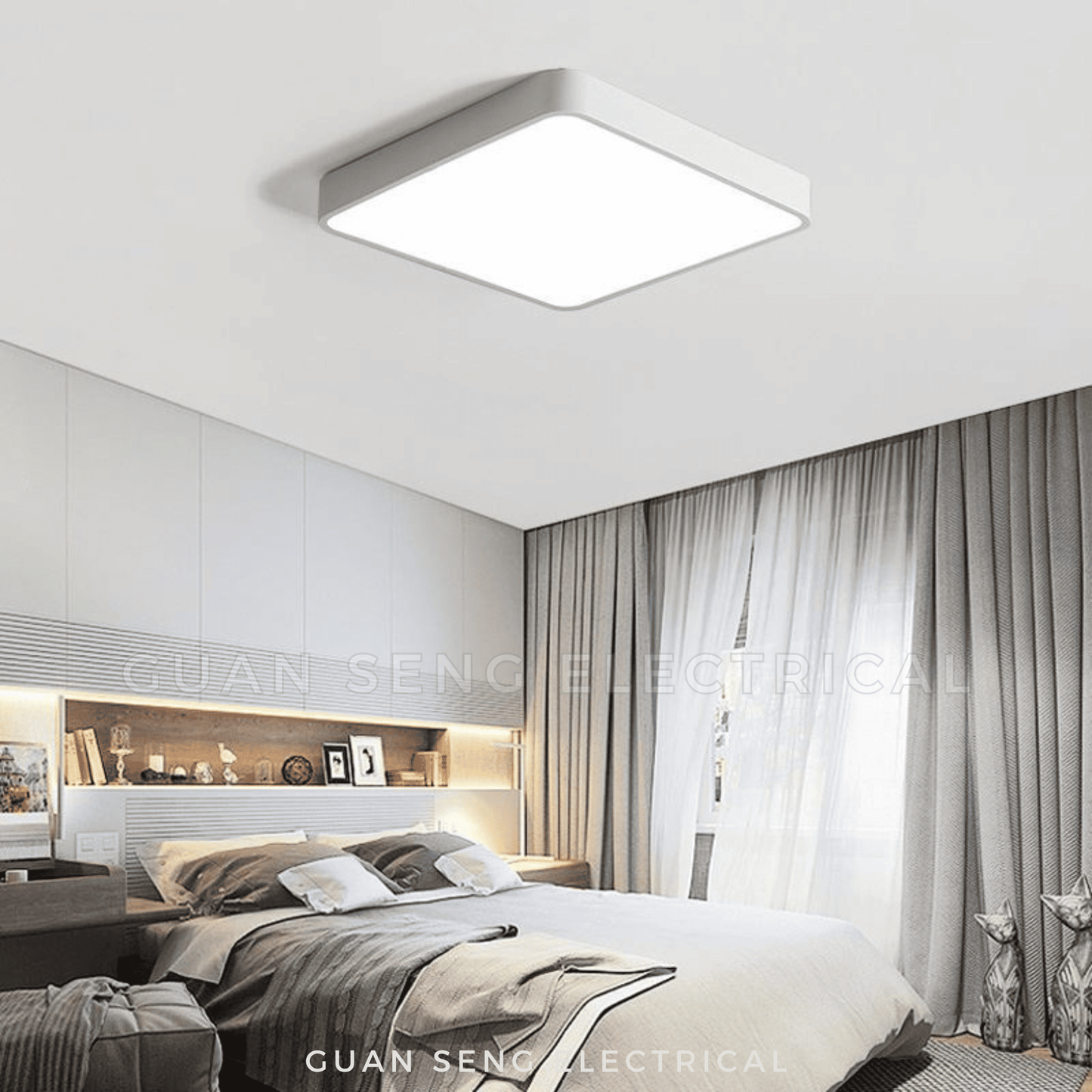 Nordic Black White Square Ceiling Light Daylight 3Tone