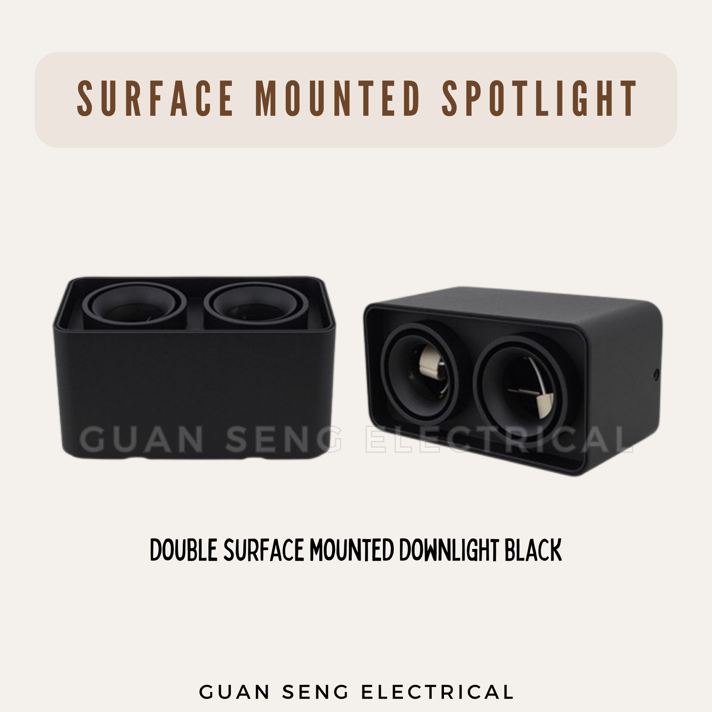 Anti-Glare 360 Degree Surface Mounted Spotlight GU10 LED Black White Square