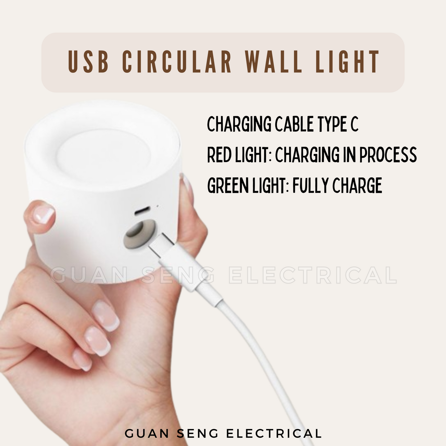 USB Circular Magnetic Wall Light Black White