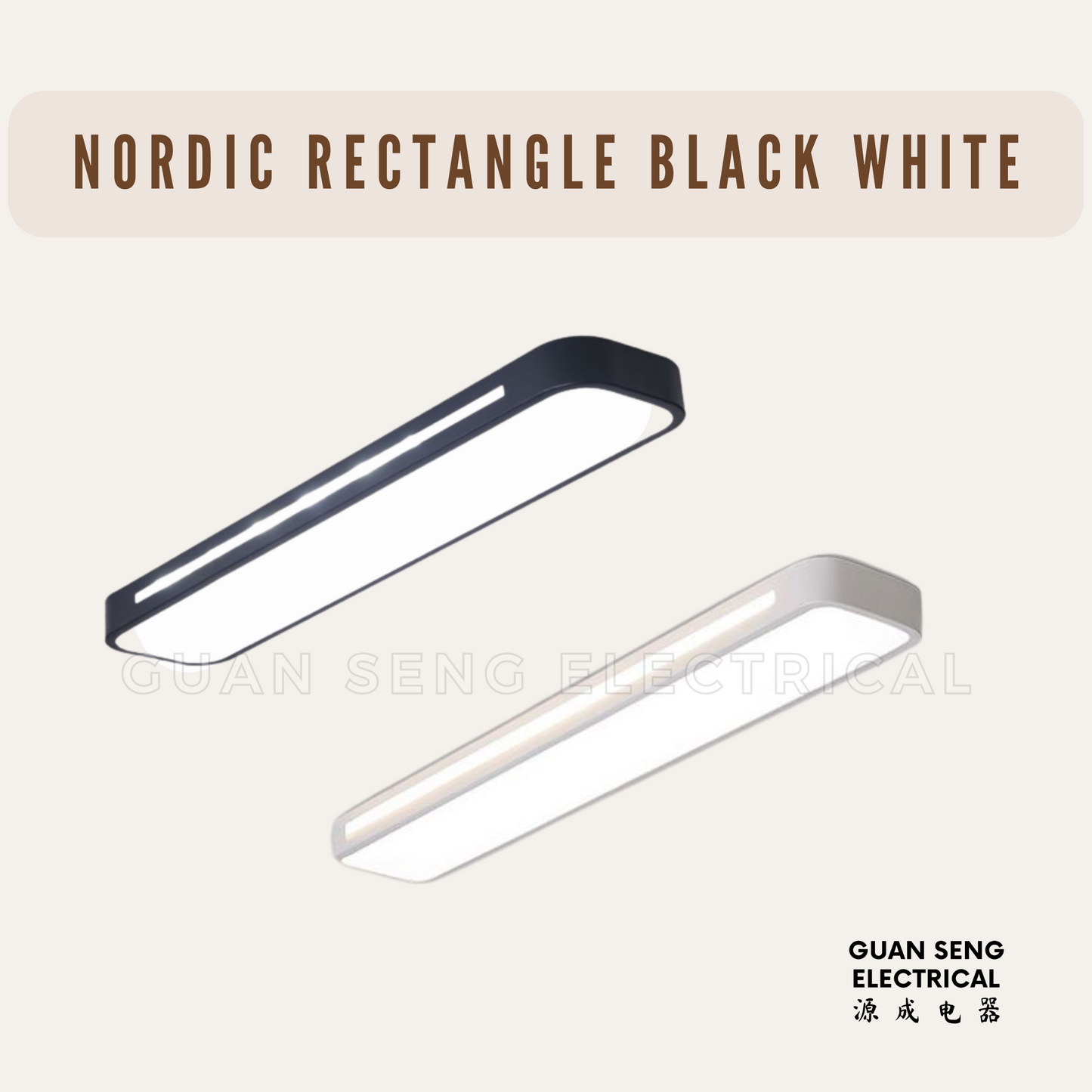 Nordic Rectangle Black White Ceiling Light