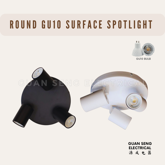Round GU10 Surface Spotlight Black White