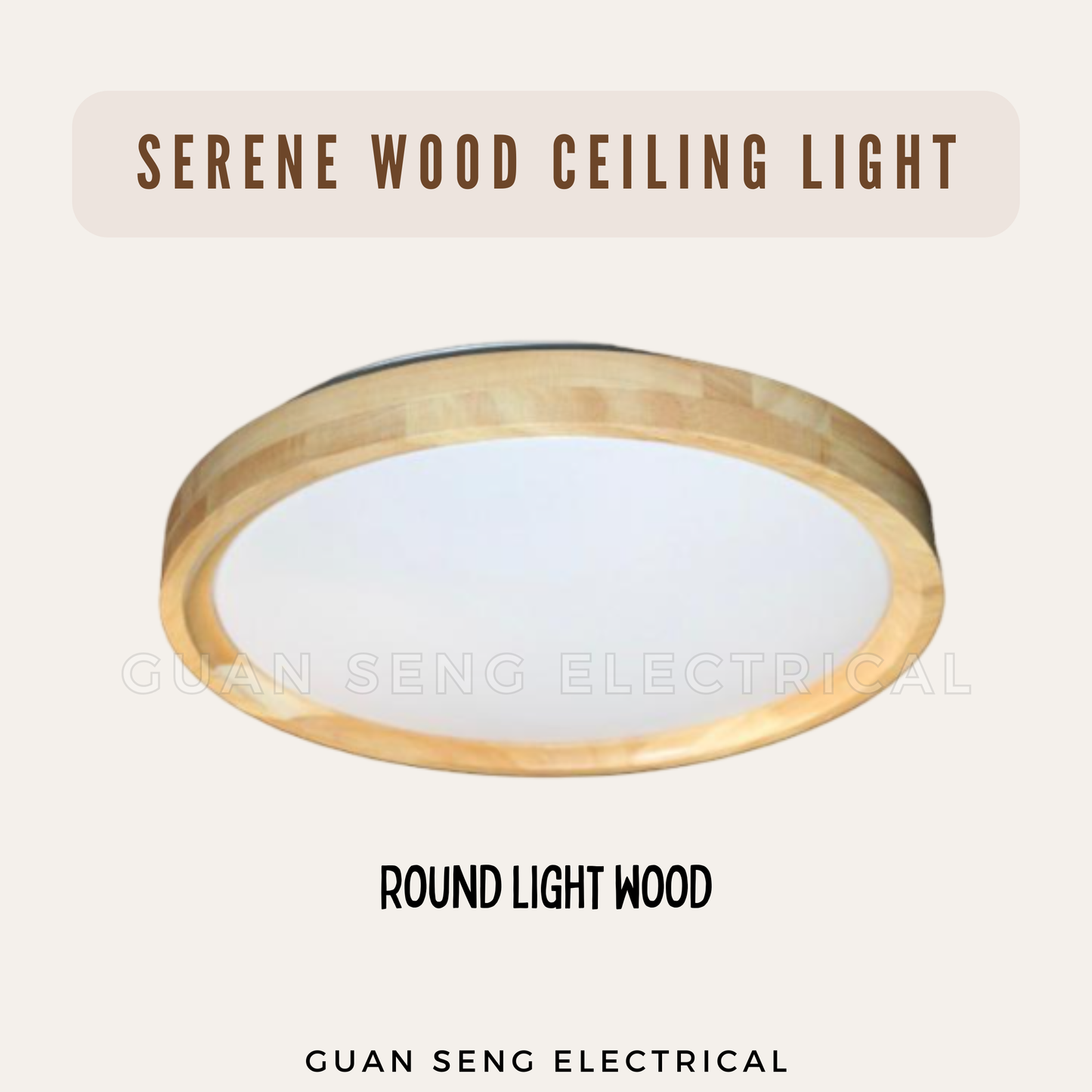 Serene Real Wood Ceiling Light Light Wood Dark Wood 24W 36W 48W Daylight 3 Tone