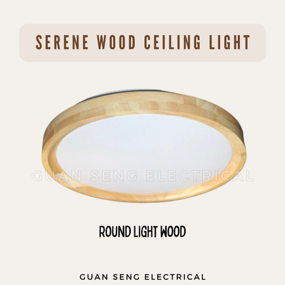Serene Real Wood Ceiling Light Light Wood Dark Wood 24W 36W 48W Daylight 3 Tone