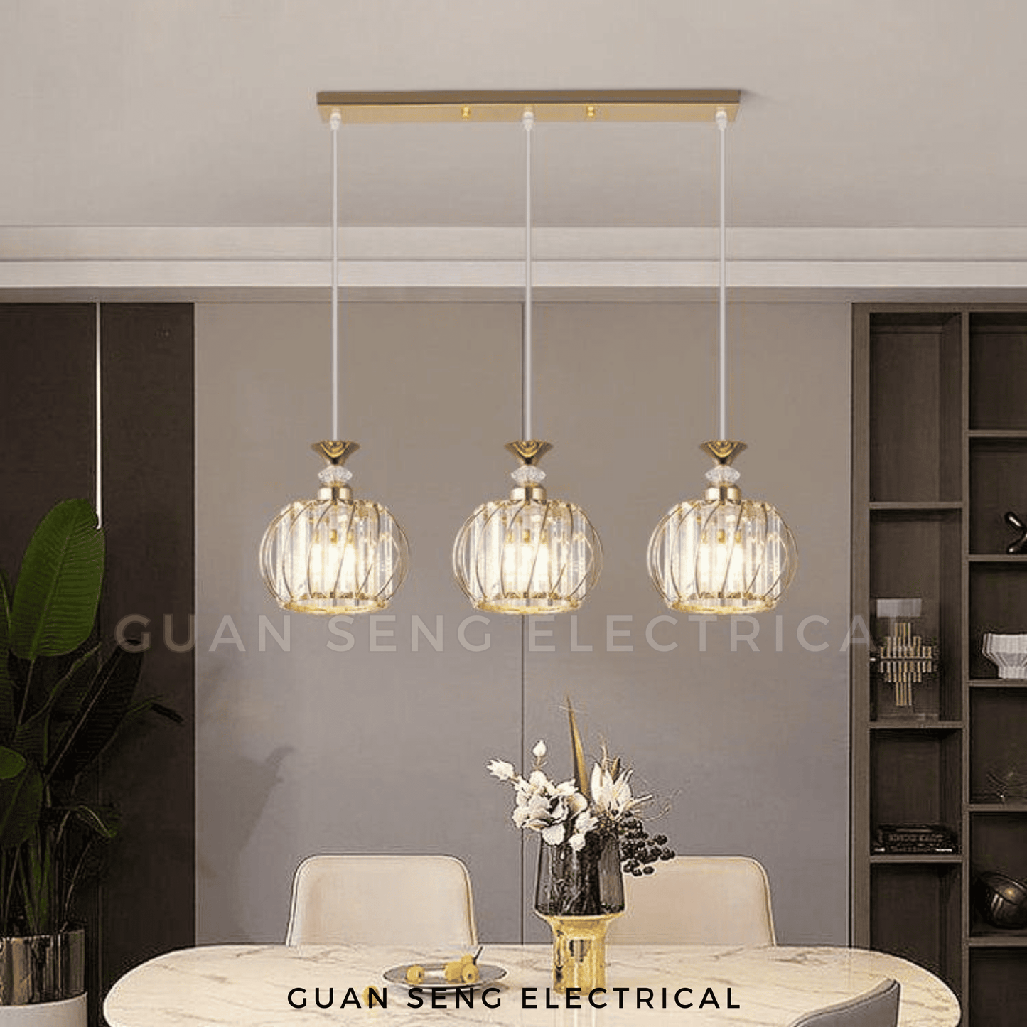 Elegance Luxe Pendant Light Black Gold E27 Bulb