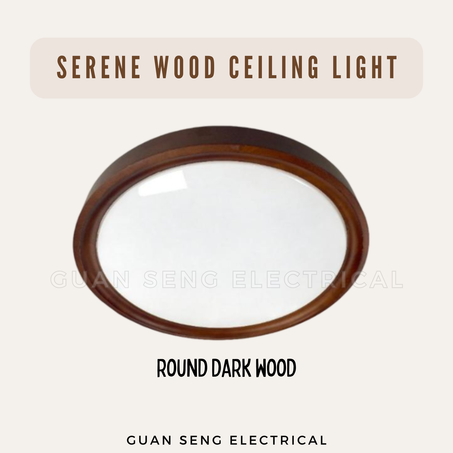 Serene Real Wood Ceiling Light Light Wood Dark Wood 24W 36W 48W Daylight 3 Tone