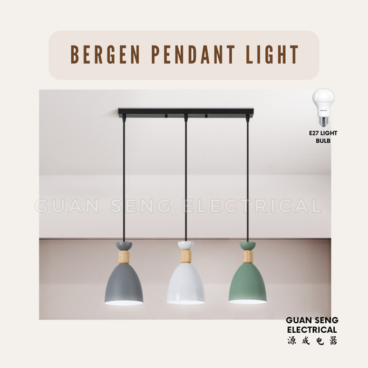 Bergen Pendant Light E27 Bulb Single Head 3 Heads
