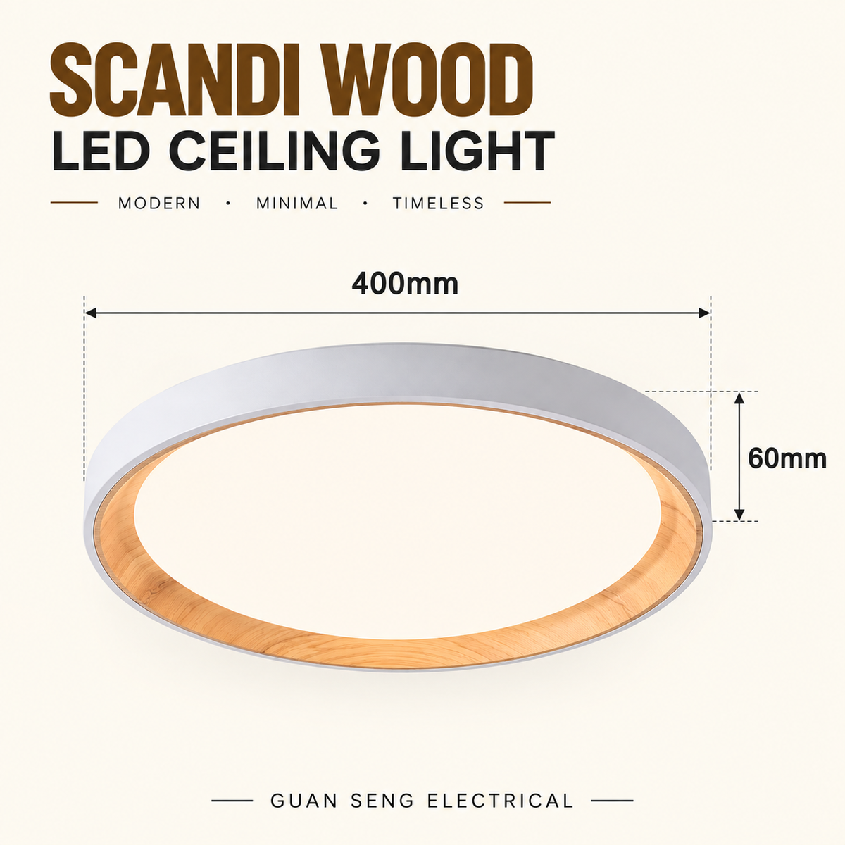 Scandi Wood LED Ceiling Light