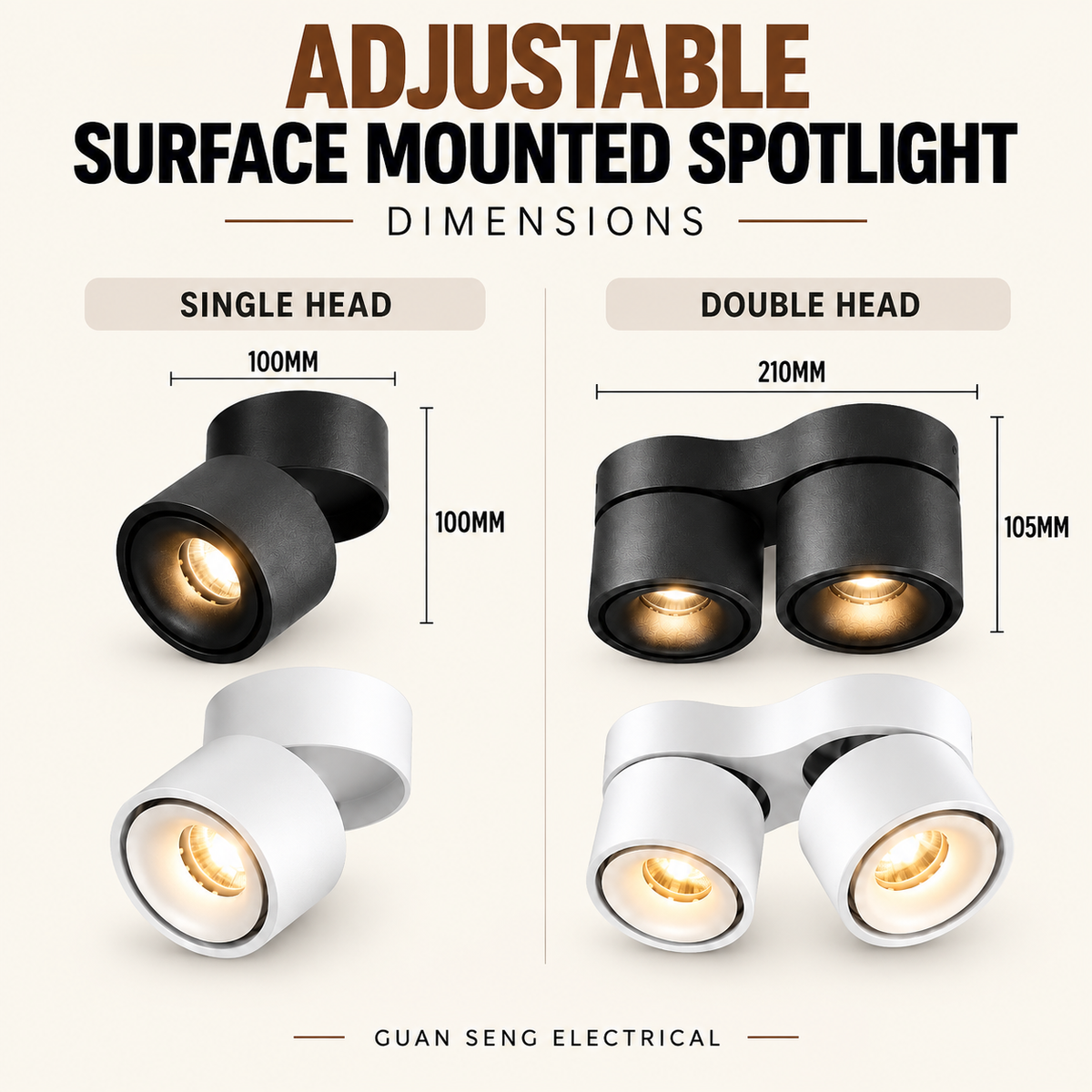 Premium Adjustable Surface Mounted Spotlight 12W 24W