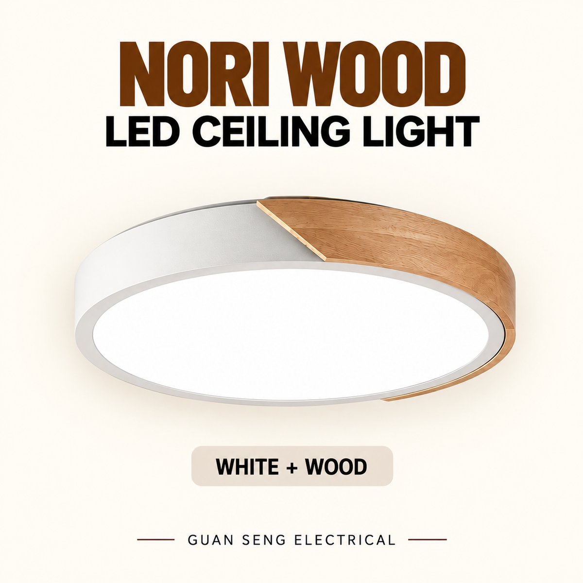 Nori Wood Ceiling Light Black White 24W 36W 48W
