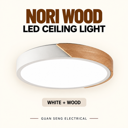 Nori Wood Ceiling Light Black White 24W 36W 48W