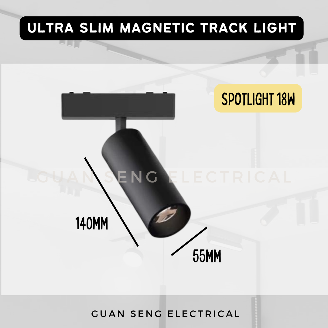 Ultra Slim Magnetic Track Light System 48V Surface Black White