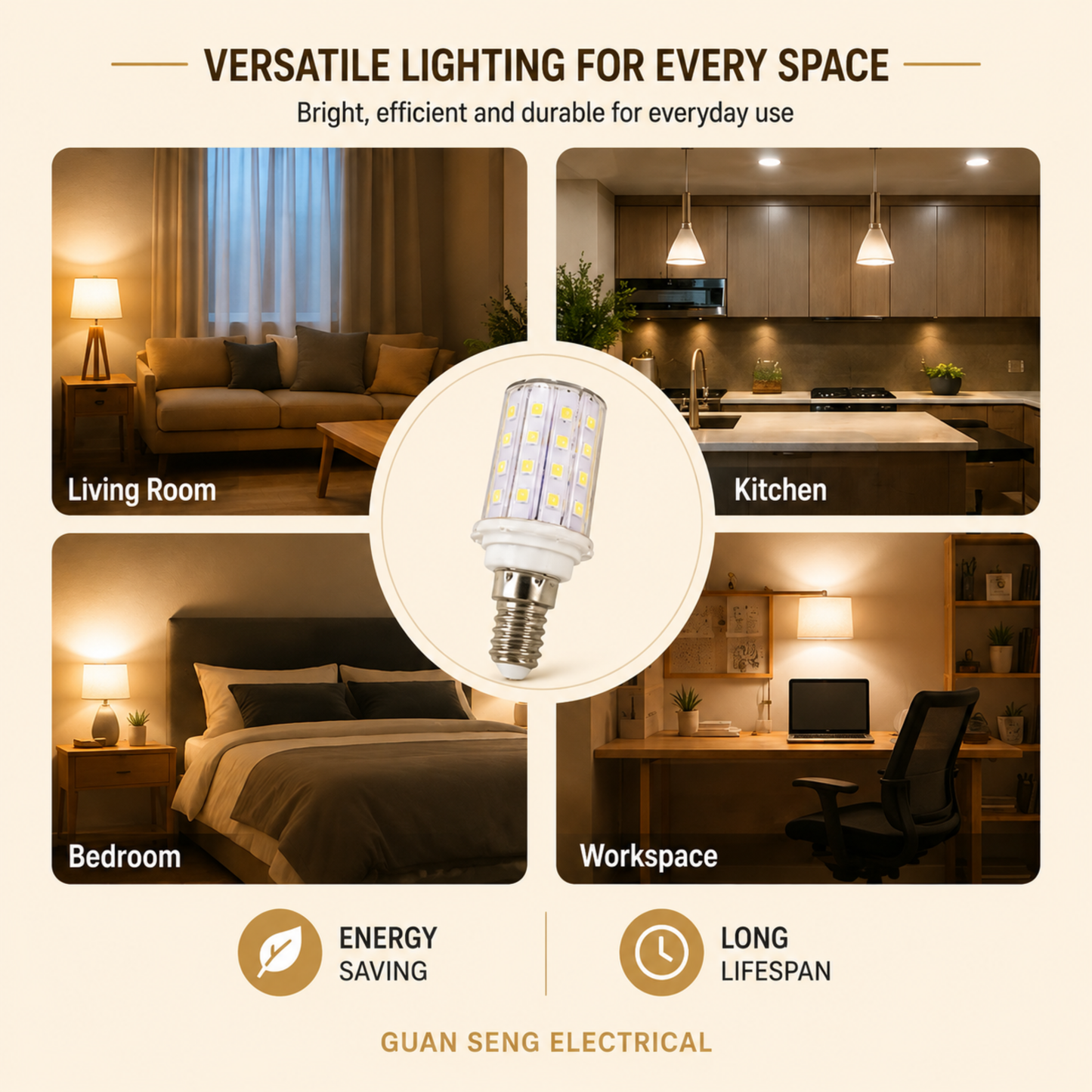 [Bundle of 2] E14 Corn Bulb 7W 10W Daylight Warm White Tritone