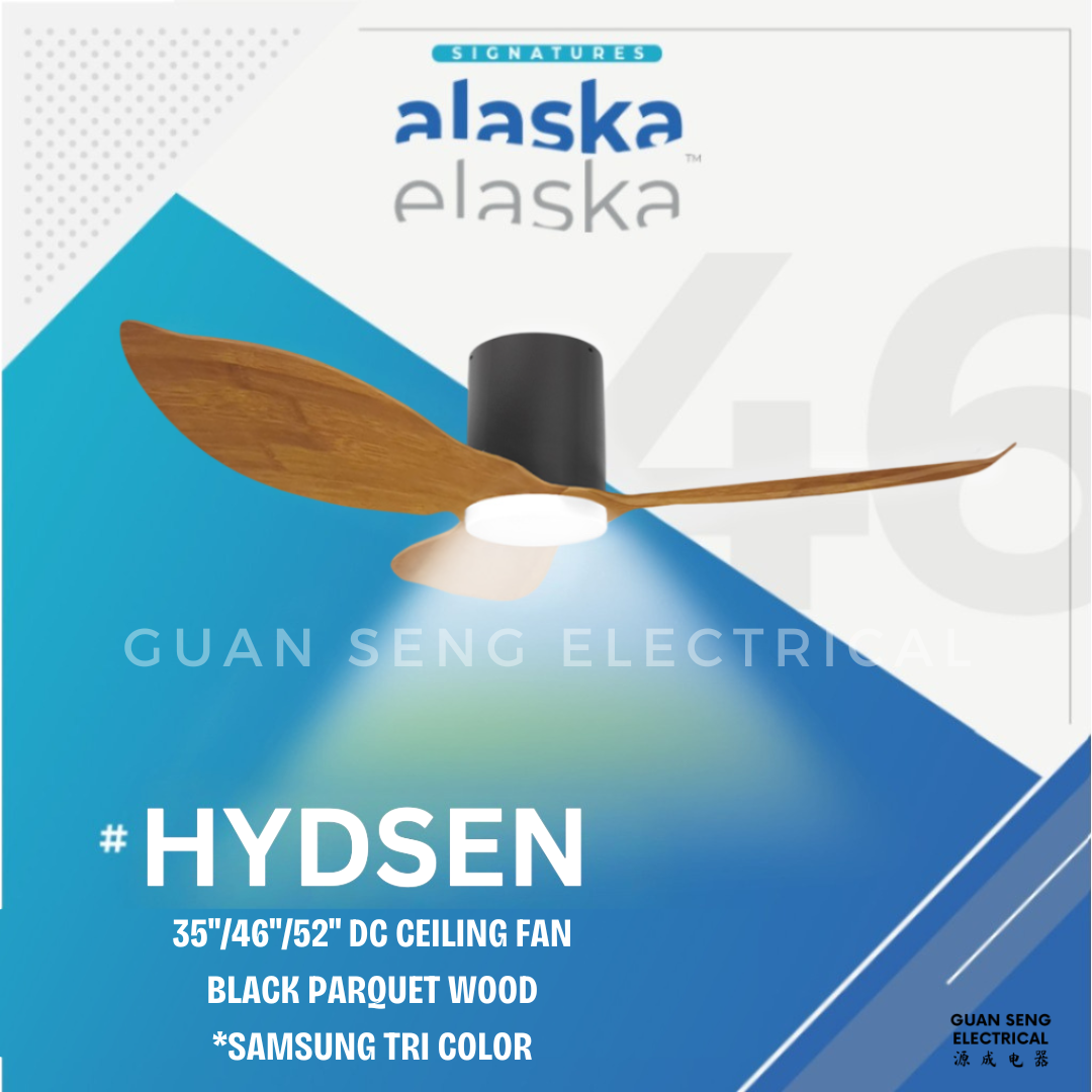 alaska elaska hydsen ceiling fan black parquet wood variant