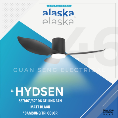 alaska elaska hydsen ceiling fan matt black variant