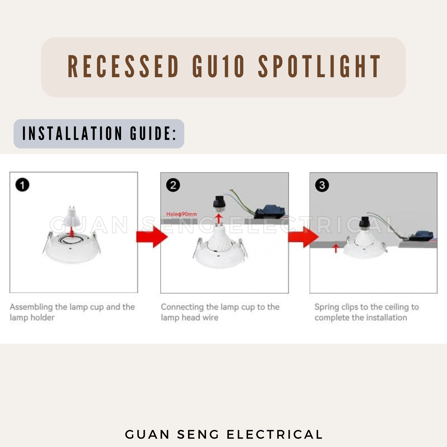 Recessed GU10 Spotlight Downlight Round Black White