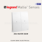 Legrand Mallia™ Senses 20A Double Pole (DP) Heater Switch 1G1W 1G2W 2G1W