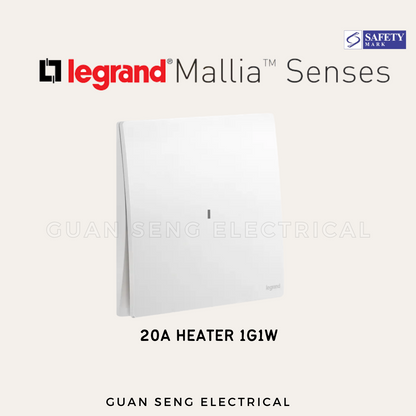 Legrand Mallia™ Senses 20A Double Pole (DP) Heater Switch 1G1W 1G2W 2G1W