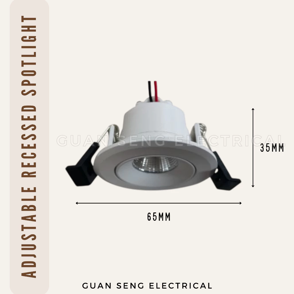 Adjustable Recessed Cabinet Spotlight 3W Black White Warm White Cool White Daylight