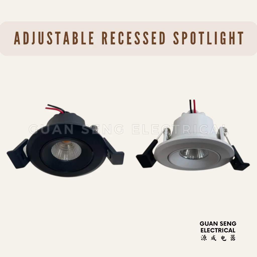 Adjustable Recessed Cabinet Spotlight 3W Black White Warm White Cool White Daylight