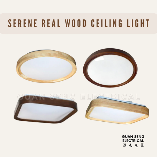 Serene Real Wood Ceiling Light Light Wood Dark Wood 24W 36W 48W Daylight 3 Tone