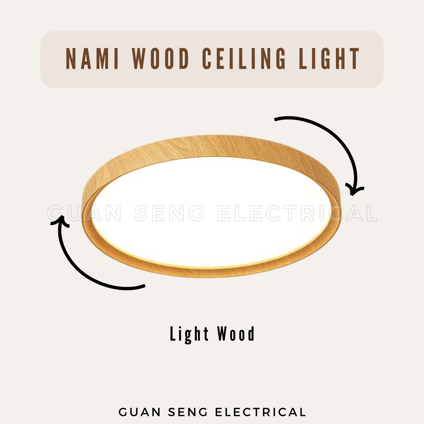 Nami Wood Ceiling Light Light Wood Dark Wood 24W 36W 48W