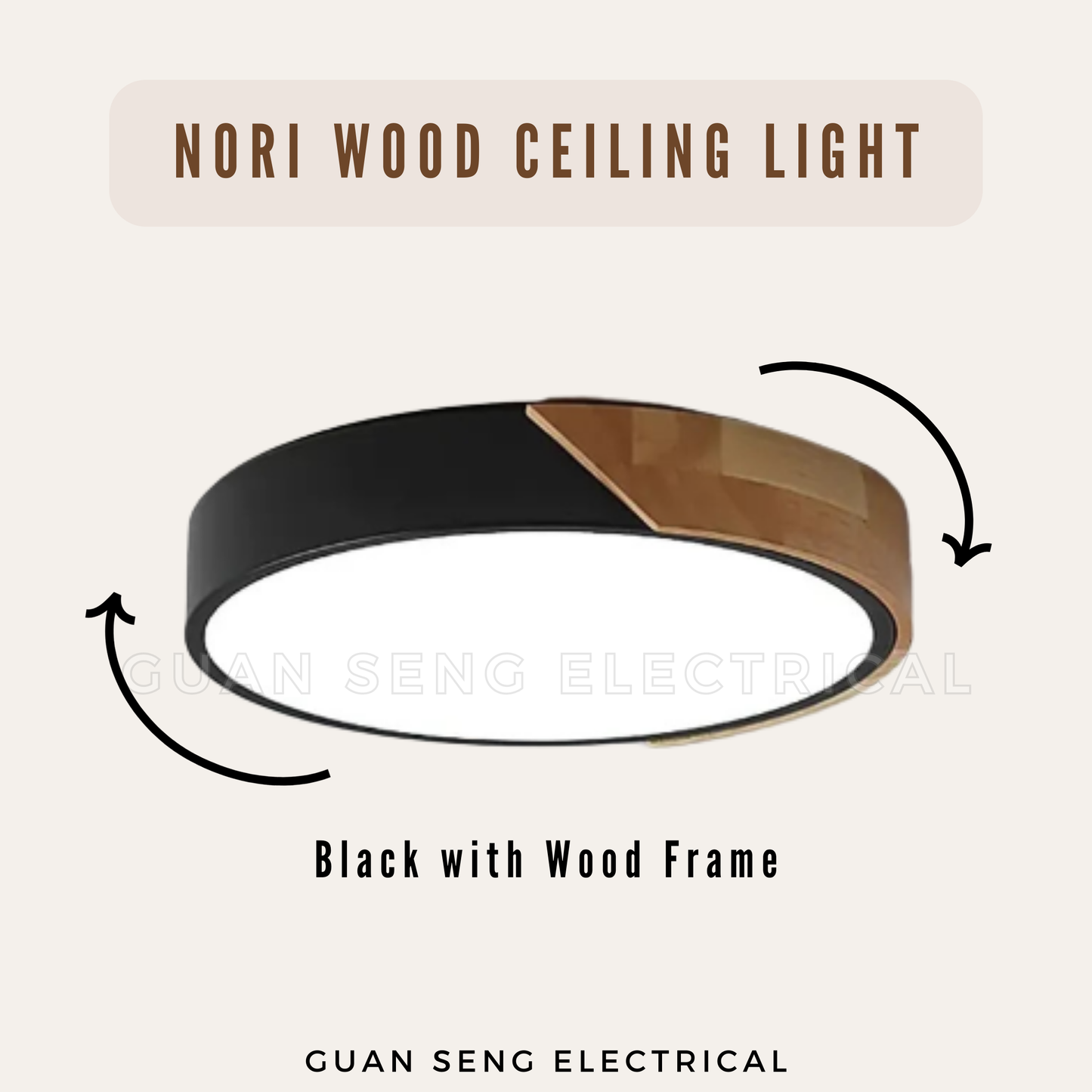 Nori Wood Ceiling Light Black White 24W 36W 48W