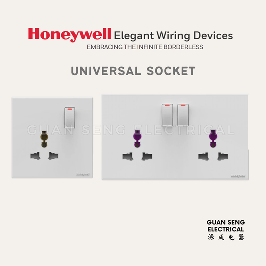 single and double mk honeywell elegant universal socket